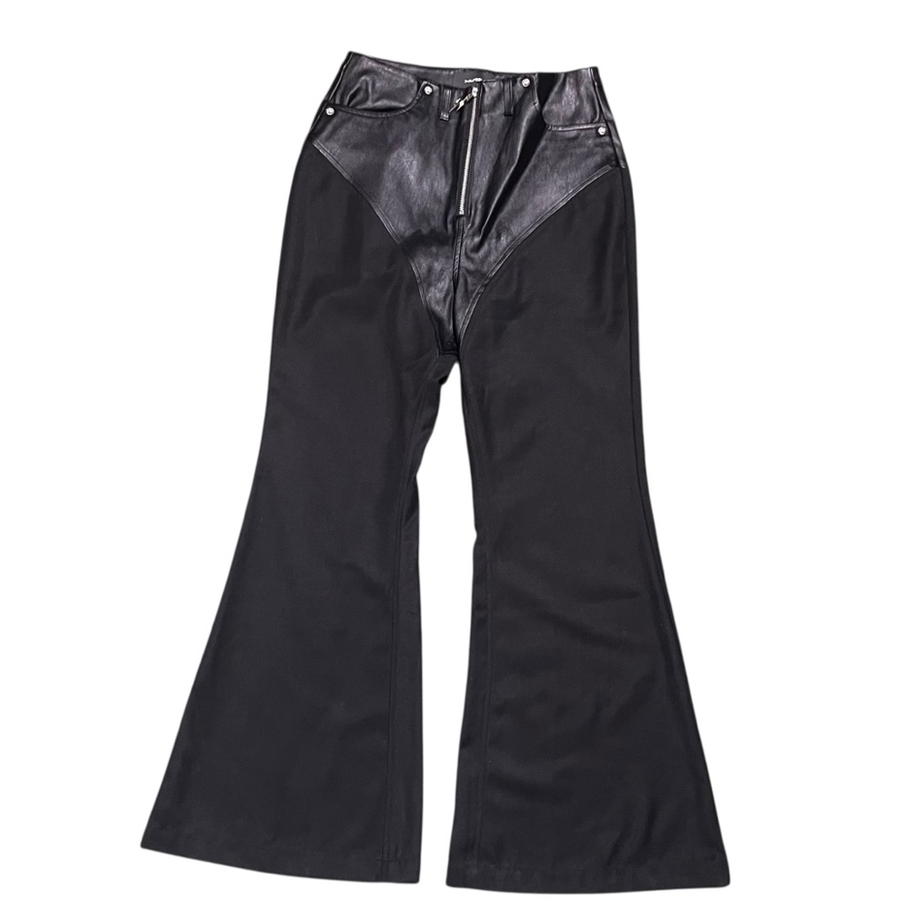 NUTH Faux Leather Combo Harley Motorcycle Flare Pants M Japanese Moto Festival